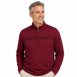 Pebble Beach Dry-Luxe Performance Mens XL Quarter Zip Pullover Burgundy Maroon